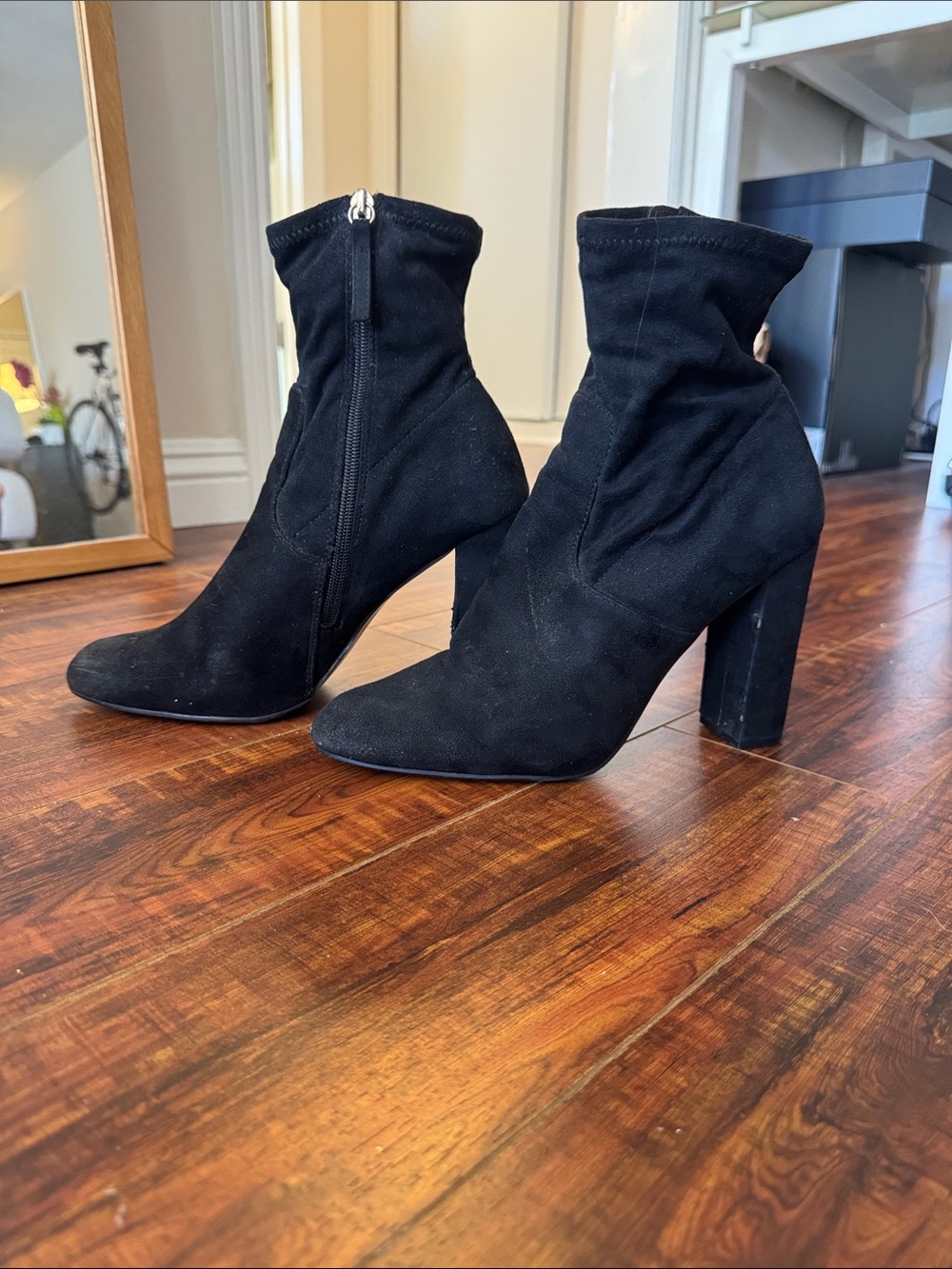 Steve Madden Black Suede Ankle Boots